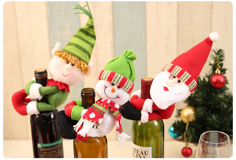 (3入)聖誕家居裝飾品 聖誕老人雪人酒瓶套 中號酒瓶裝飾品6