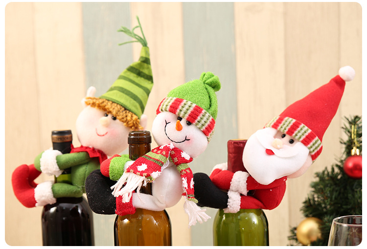 (3入)聖誕家居裝飾品 聖誕老人雪人酒瓶套 中號酒瓶裝飾品7