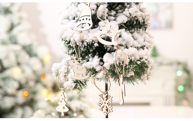 聖誕節必備 聖誕樹創意木質吊飾 麻繩小吊飾 聖誕裝飾用品 10片裝4